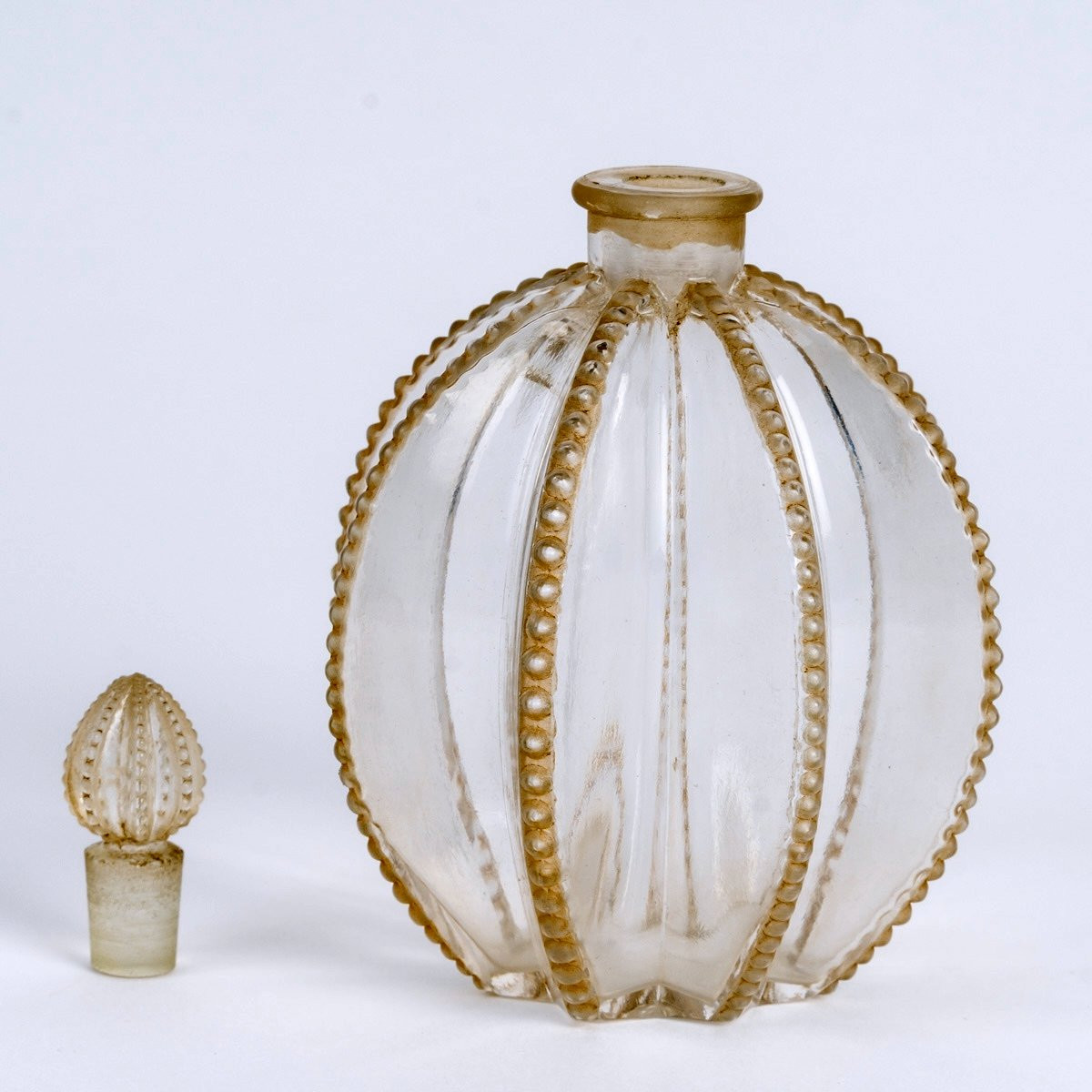 1927 René Lalique - Perfume Bottle Gregoire Glass With Sepia Patina-photo-4