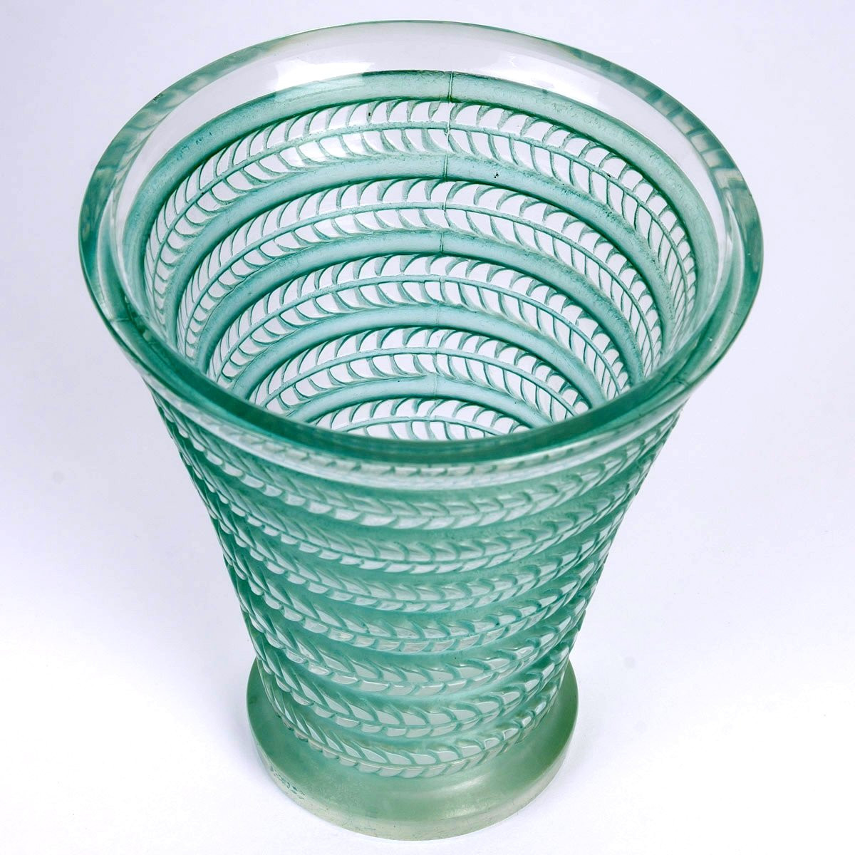 1926 René Lalique - Vase Cytise Glass With Turquoise Patina-photo-2