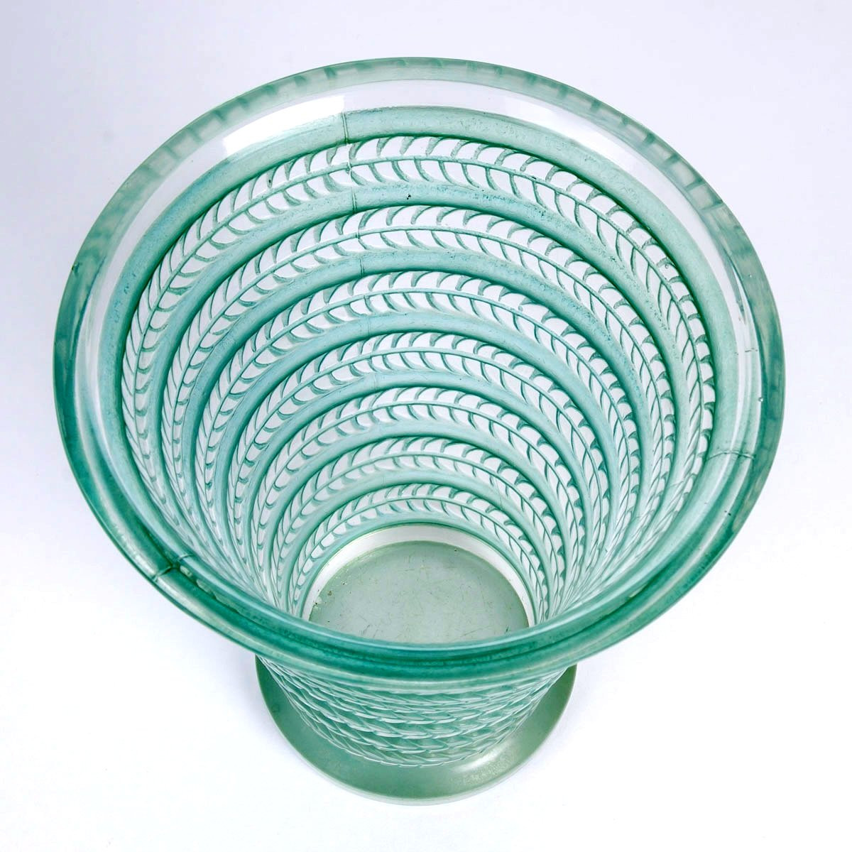 1926 René Lalique - Vase Cytise Glass With Turquoise Patina-photo-3