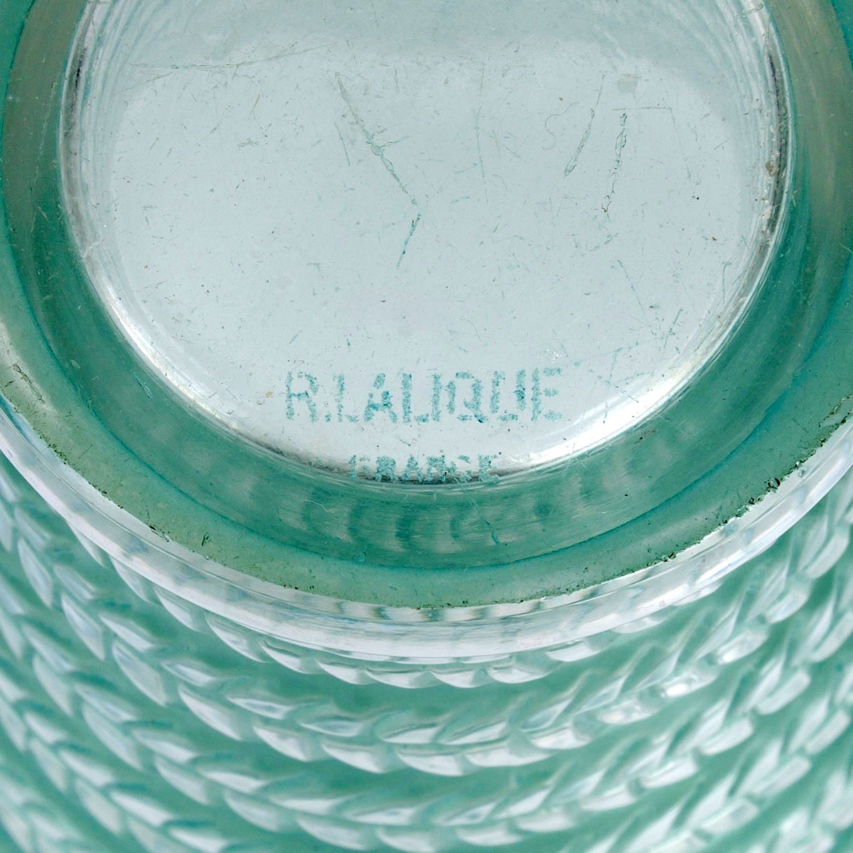 1926 René Lalique - Vase Cytise Glass With Turquoise Patina-photo-1