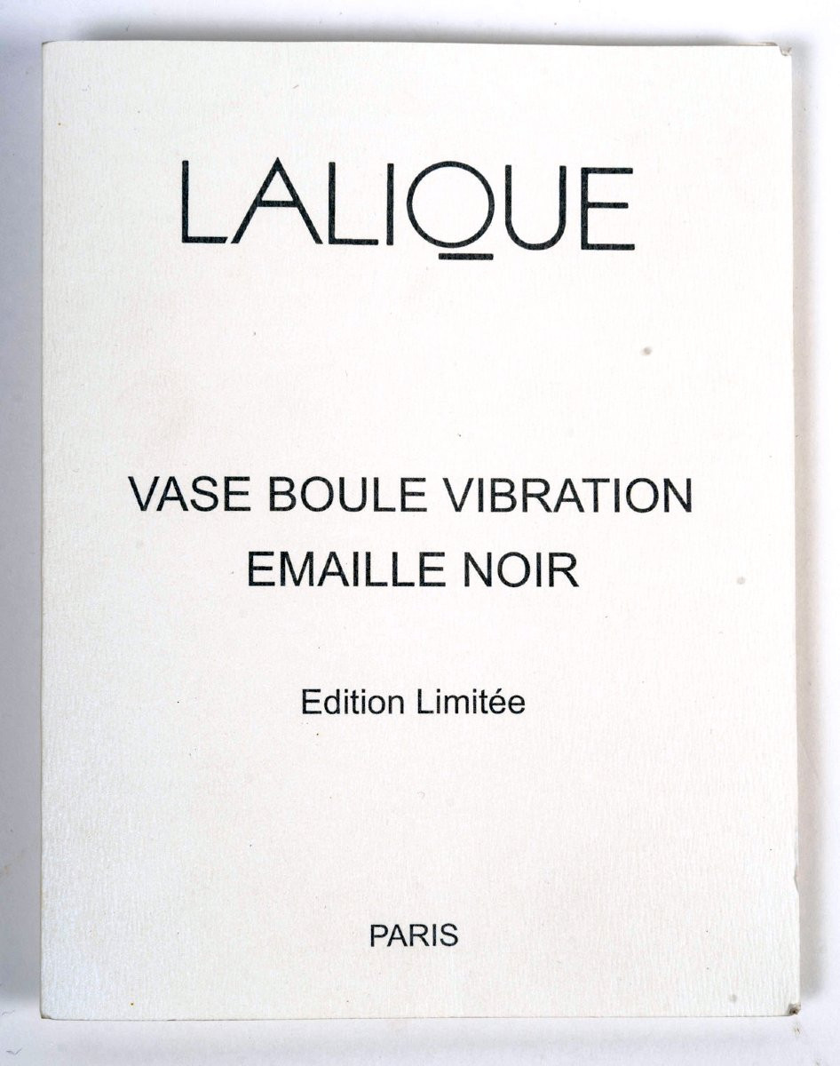 2006 Lalique France - Vase Boule Vibration Cristal Emaillé Noir - NEUF - 295/999-photo-3