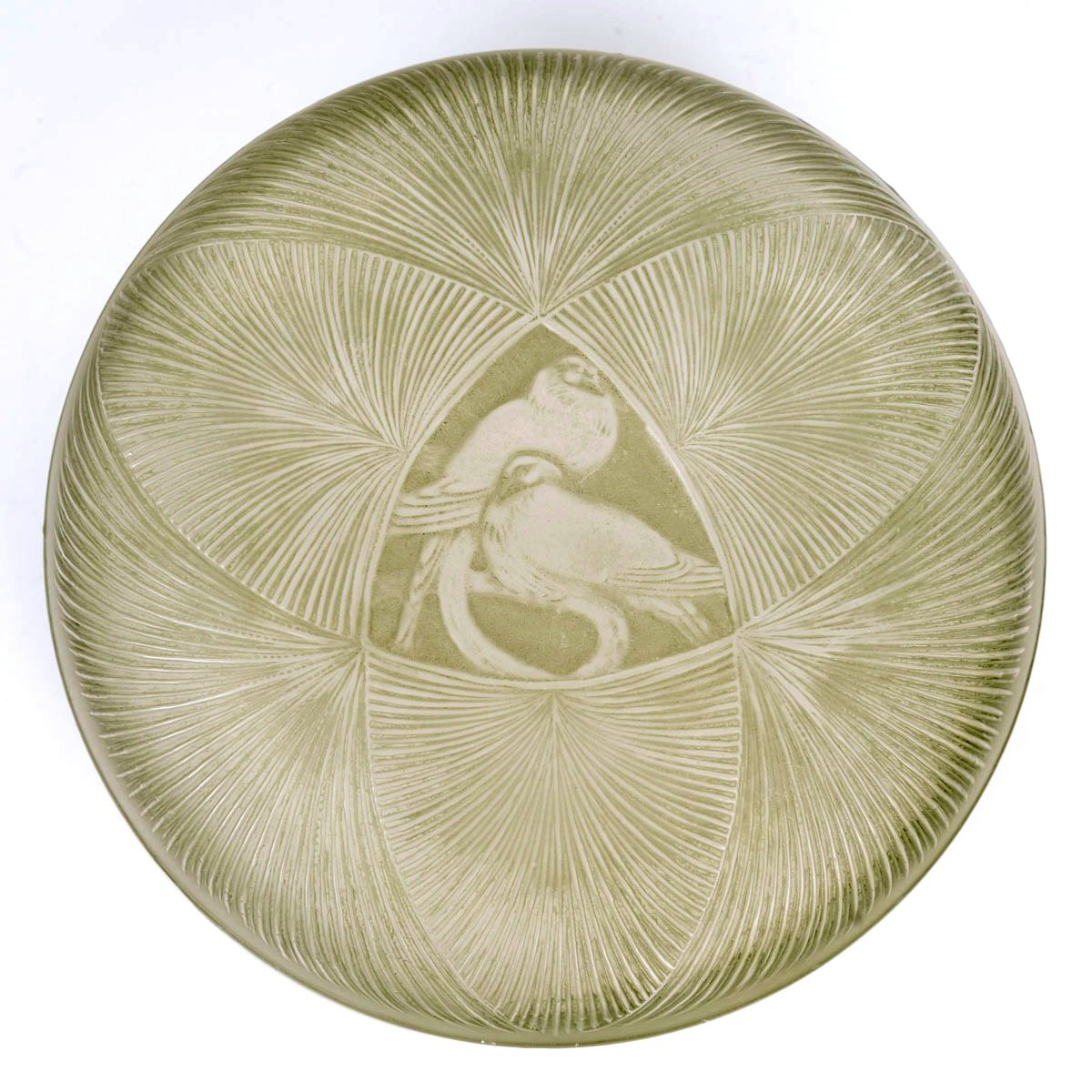 1920 René Lalique - Box Geneviève Glass With Green Patina-photo-2