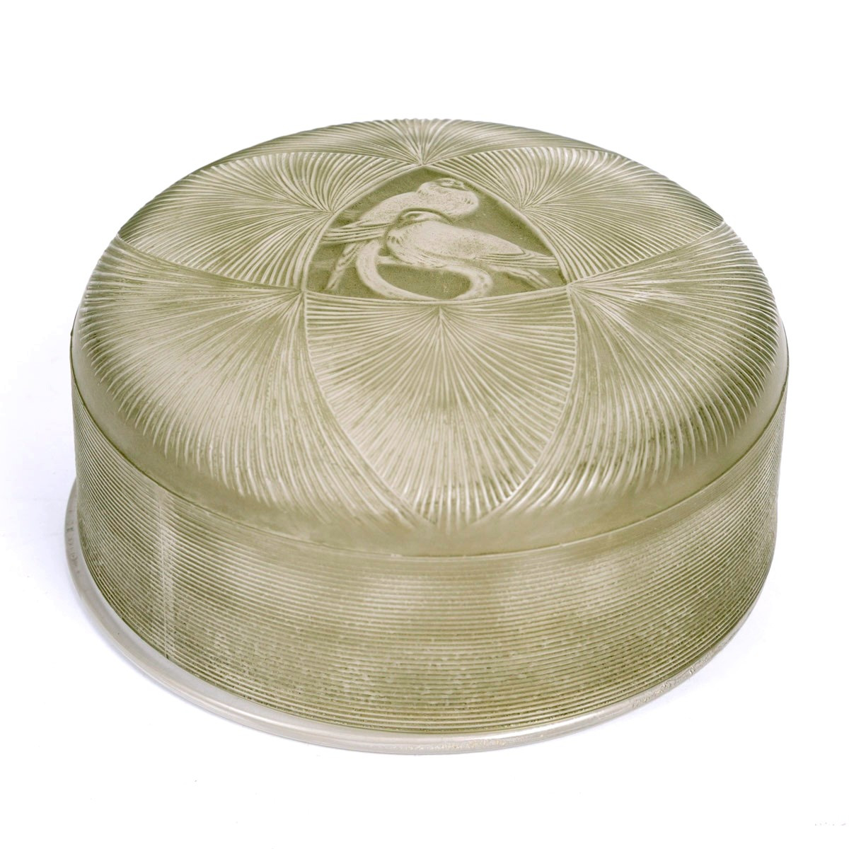 1920 René Lalique - Box Geneviève Glass With Green Patina