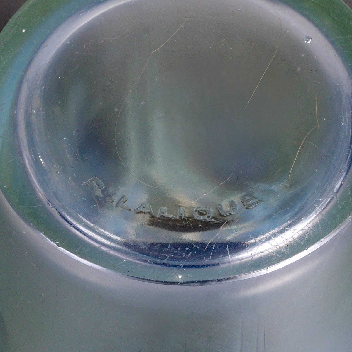 1924 René Lalique - Vase Ceylan Opalescent Glass With Blue Patina-photo-3