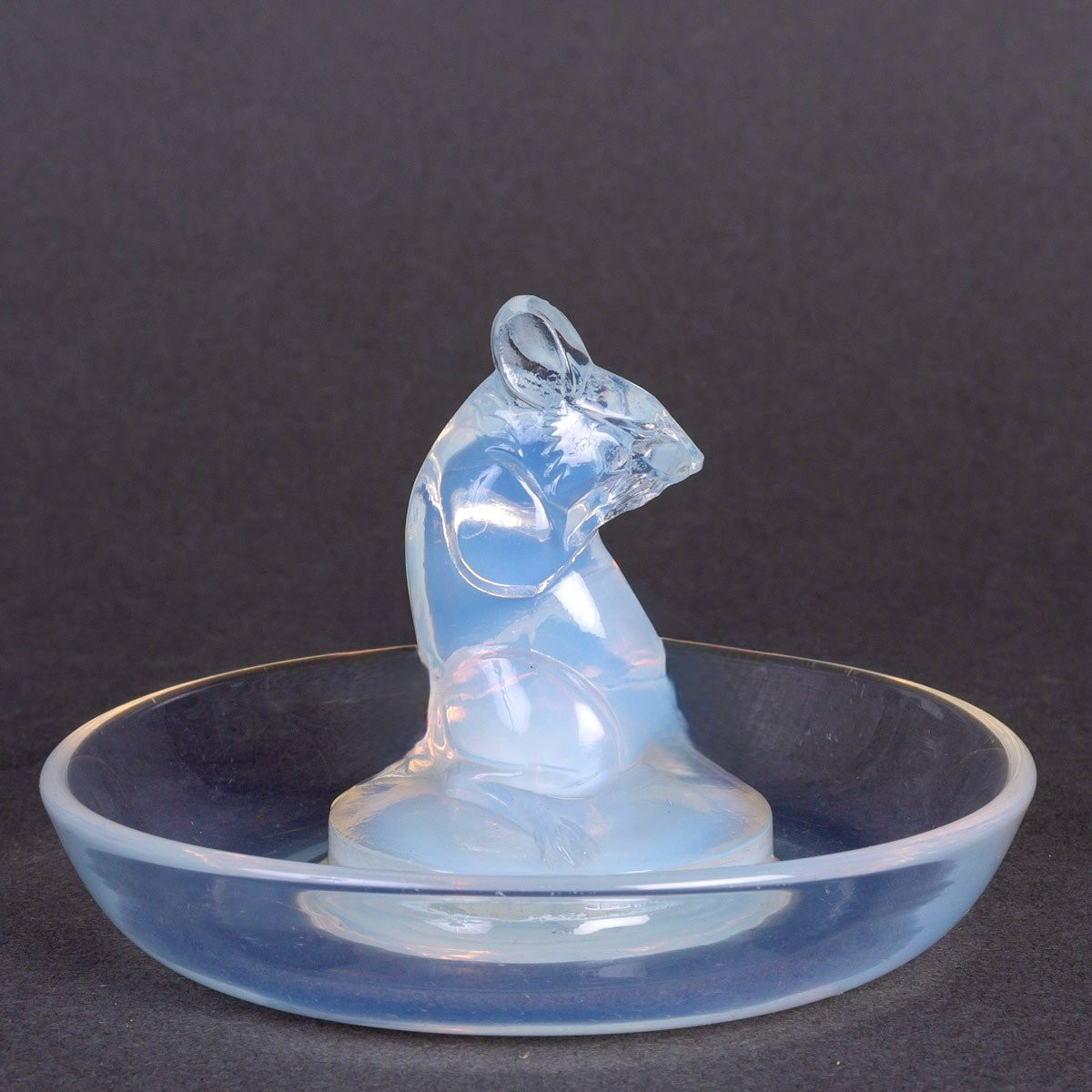 1925 René Lalique - Ashtray Pintray Souris Mouse Opalescent Glass-photo-3