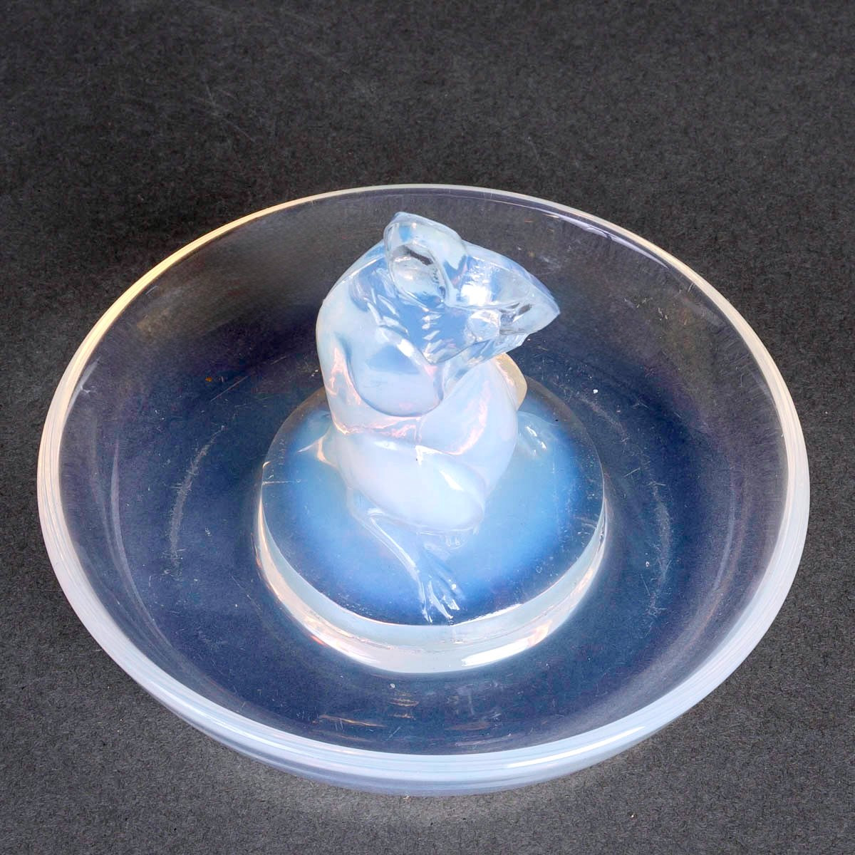 1925 René Lalique - Ashtray Pintray Souris Mouse Opalescent Glass-photo-4