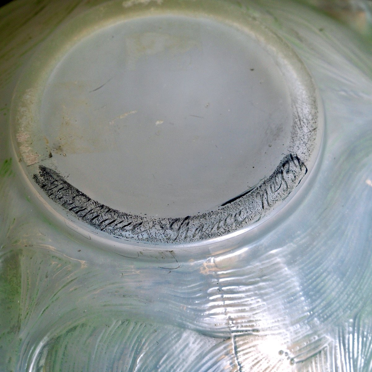 1924 René Lalique - Vase Formose Verre Opalescent Patiné Vert-photo-2