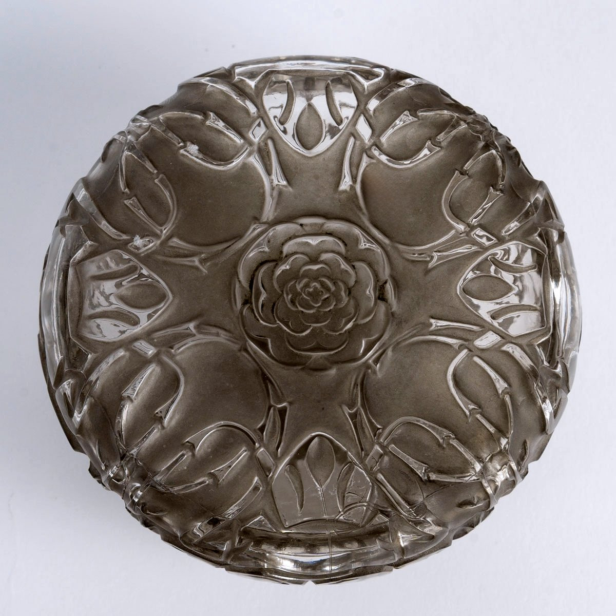 1911 René Lalique - Boîte Quatre Scarabées Verre Blanc Patiné Gris-photo-4