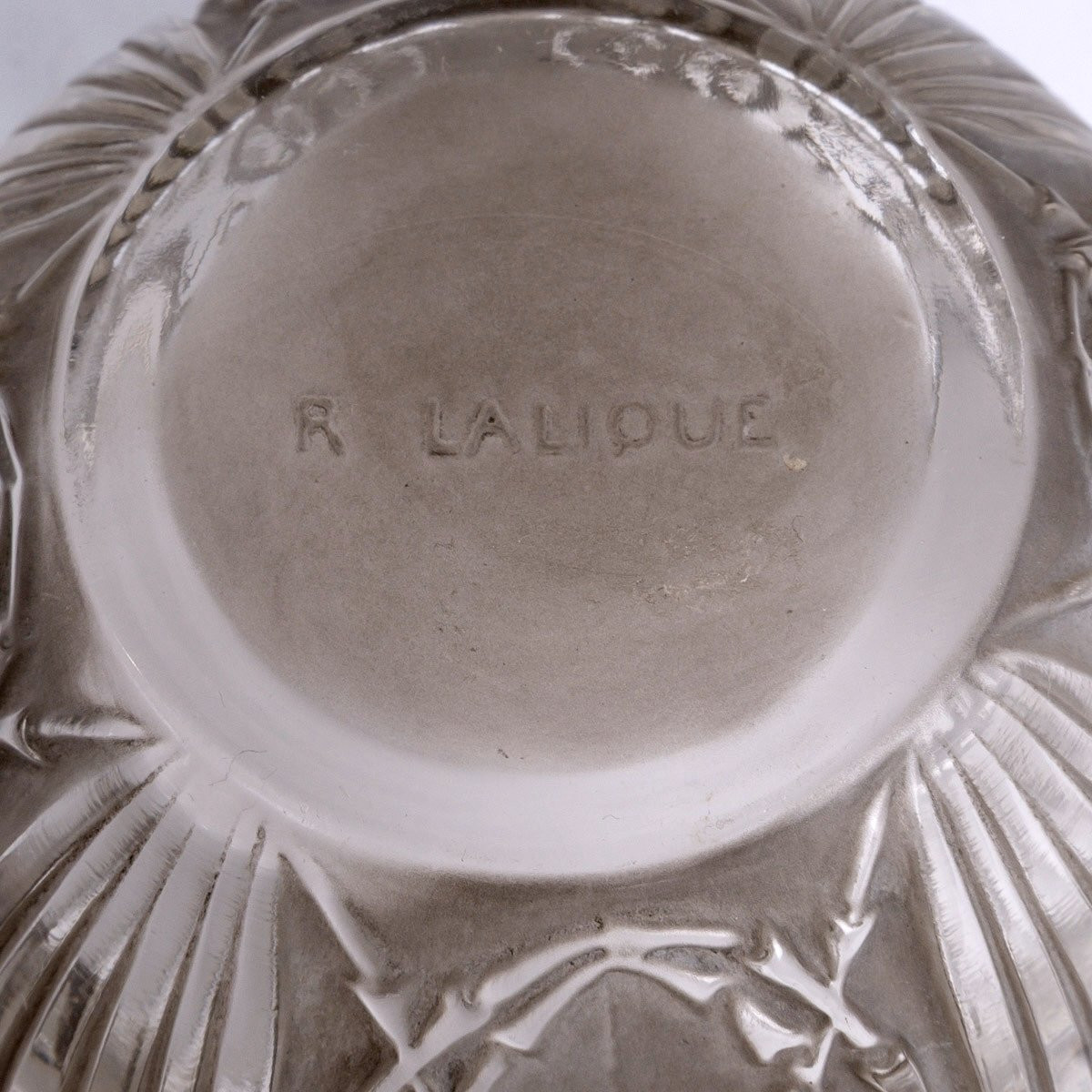 1911 René Lalique - Boîte Quatre Scarabées Verre Blanc Patiné Gris-photo-4