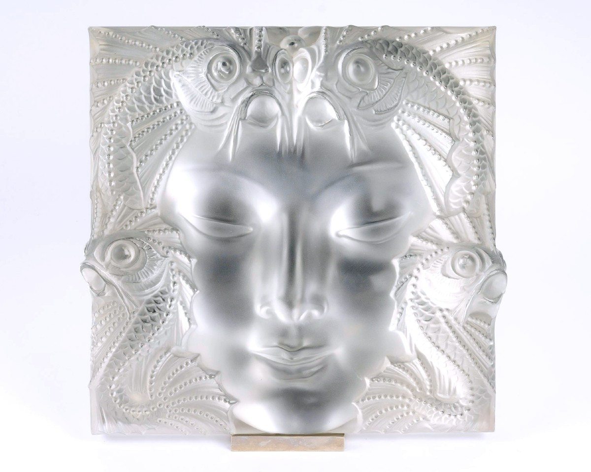 Lalique France - Decorative Panel  Masque De Femme Crystal