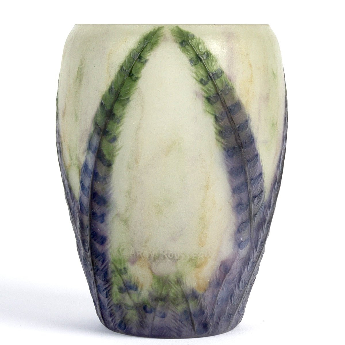 1922 Gabriel Argy Rousseau - Vase Plumes Pâte de Verre-photo-2