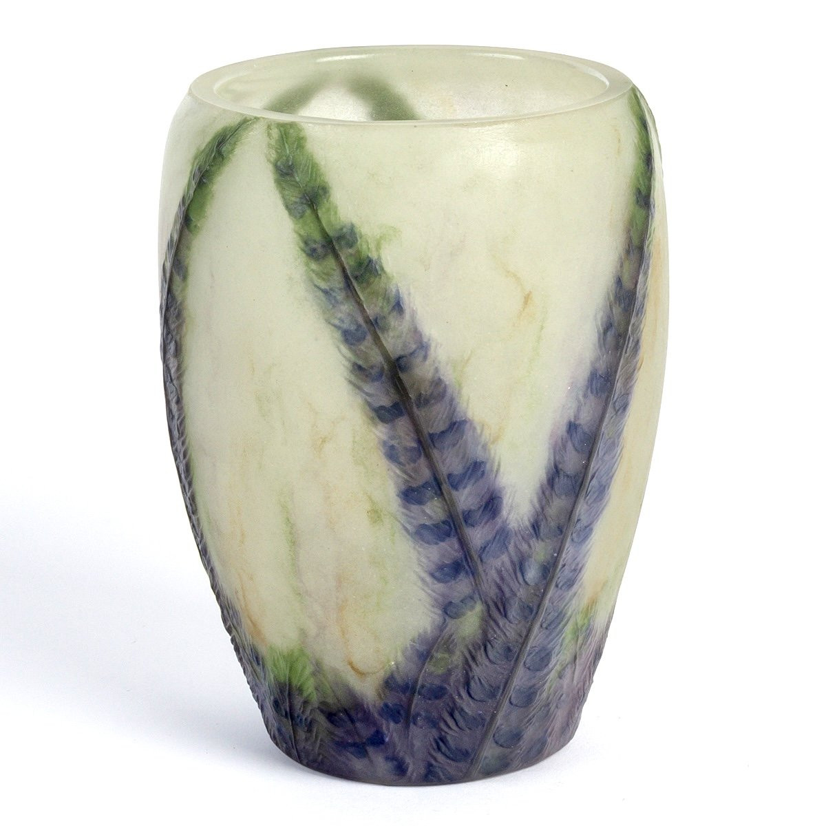 1922 Gabriel Argy Rousseau - Vase Plumes Pâte de Verre-photo-3