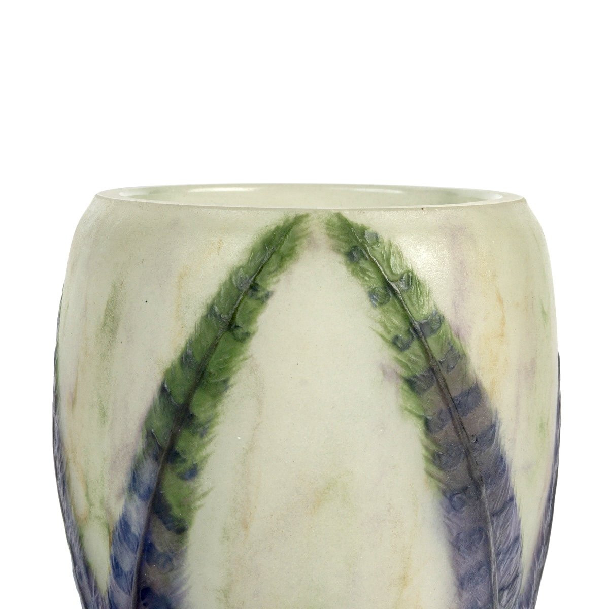 1922 Gabriel Argy Rousseau - Vase Plumes Pâte de Verre-photo-2