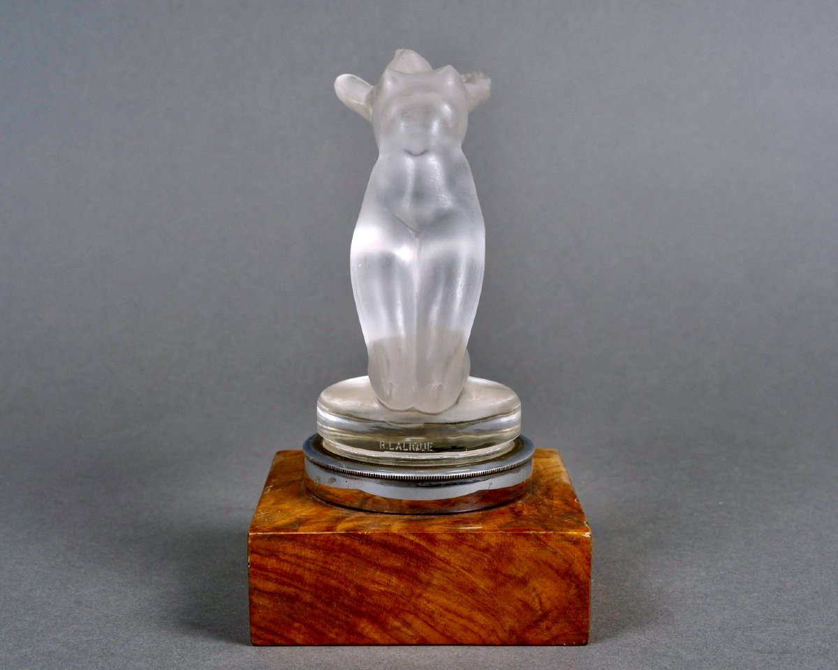 1931 René Lalique - Mascotte Automobile Chrysis Verre Blanc -photo-4