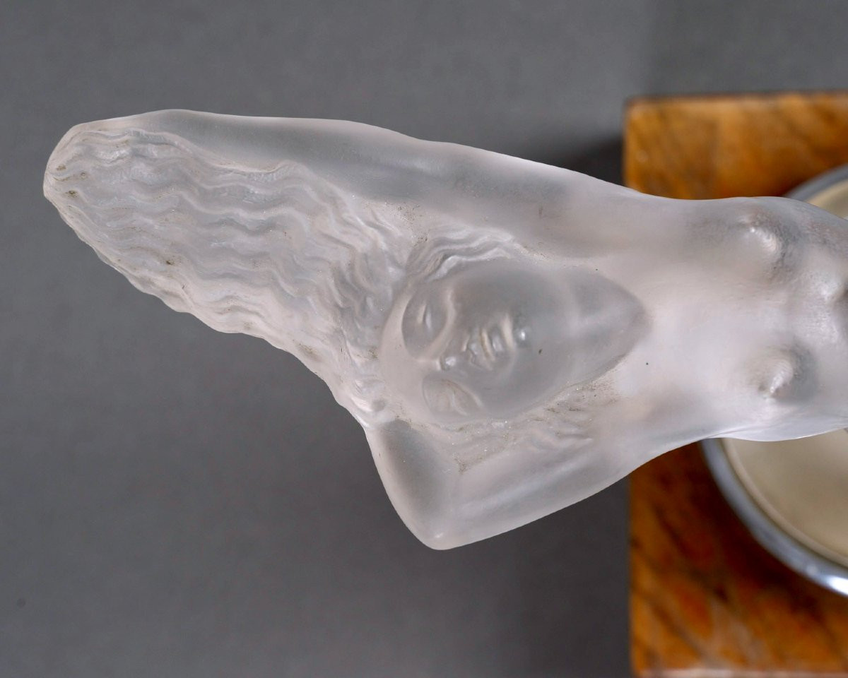 1931 René Lalique - Mascotte Automobile Chrysis Verre Blanc -photo-1