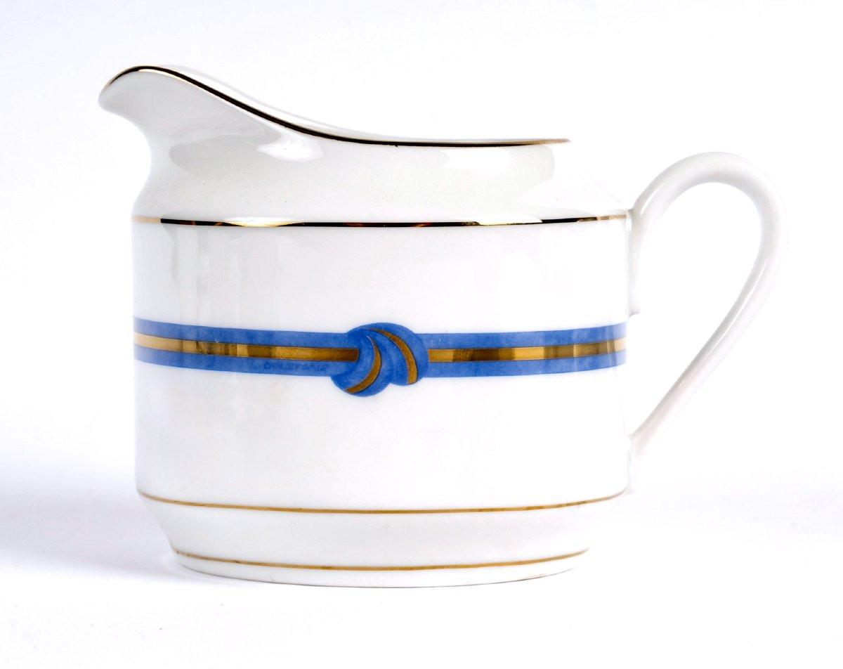 Christofle - Service de Table Rubanea Bleu Porcelaine Limoges - 64 Pièces-photo-5