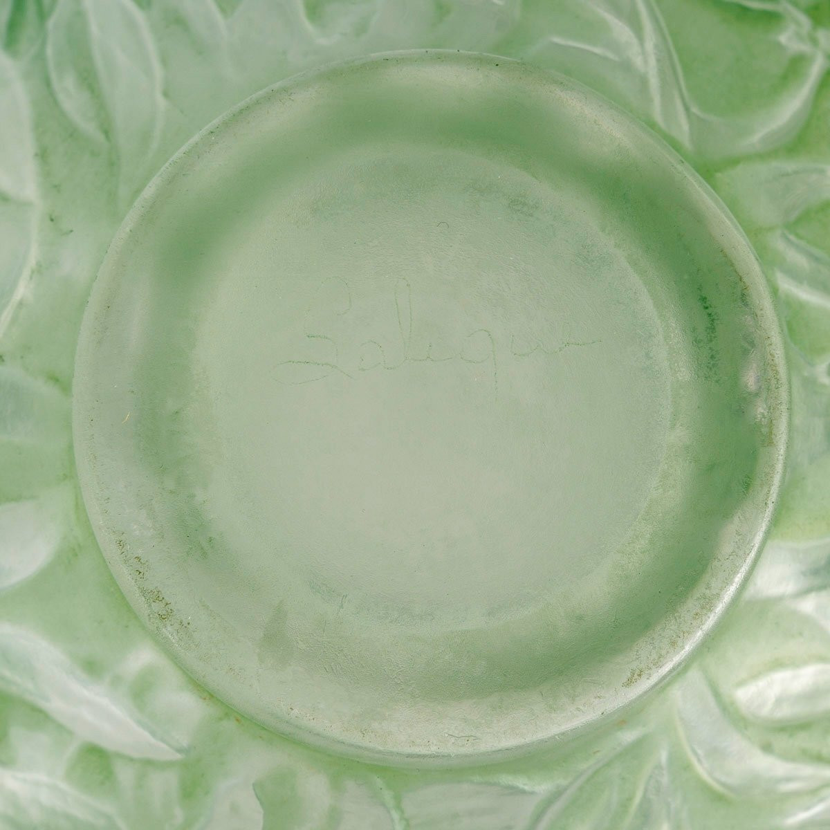 1920 René Lalique - Vase Gui Mistletoe Glass With Green Patina-photo-2