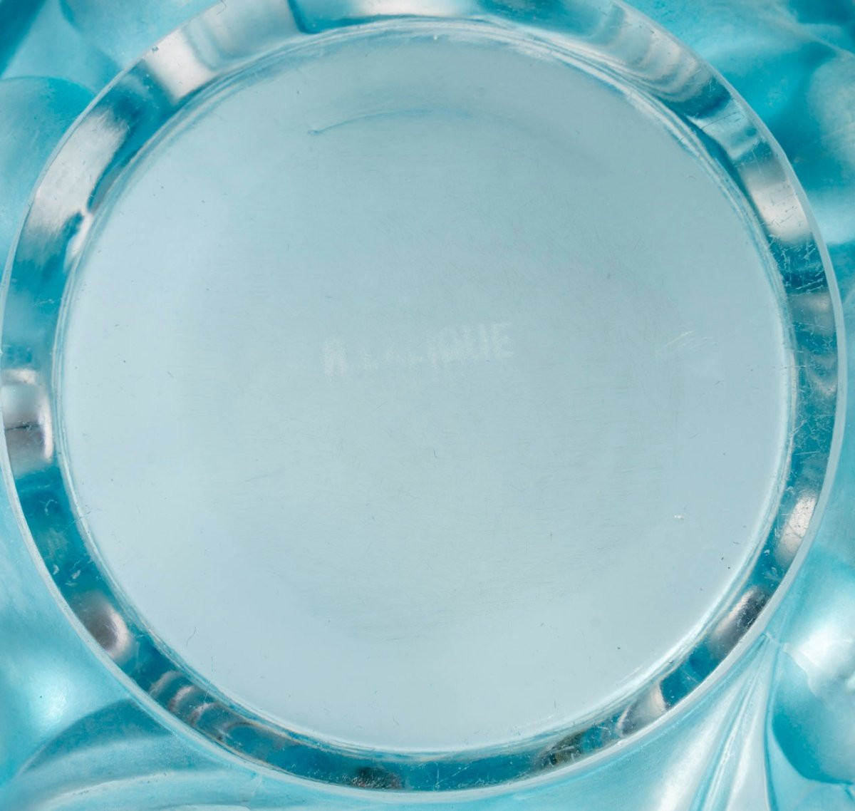 1927 René Lalique - Vase Avallon Verre Blanc Patiné Bleu Electrique-photo-2
