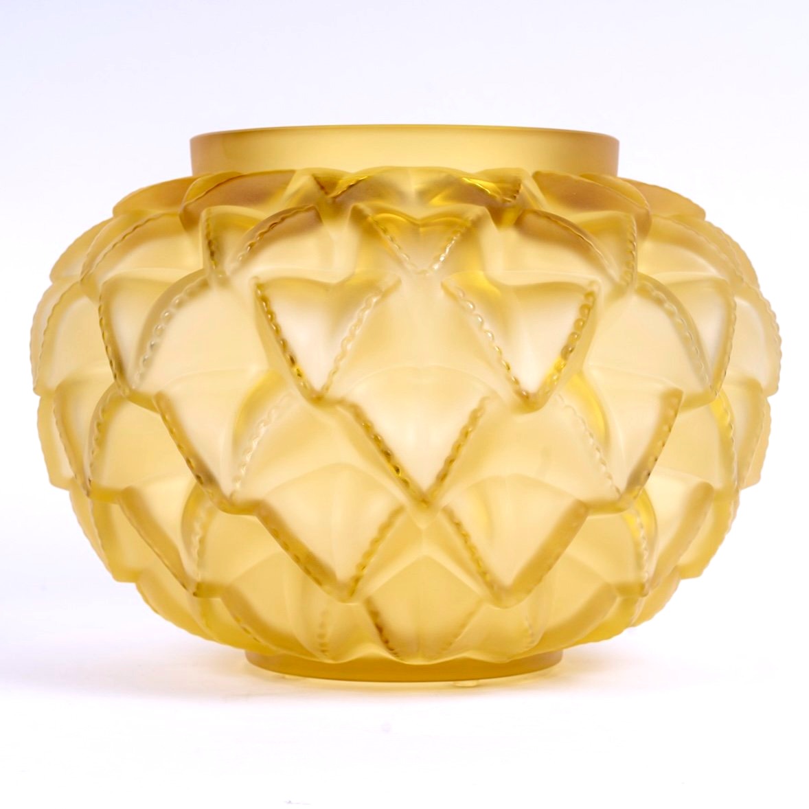 Lalique France - Vase Languedoc Cristal Jaune Ambré - NEUF-photo-2