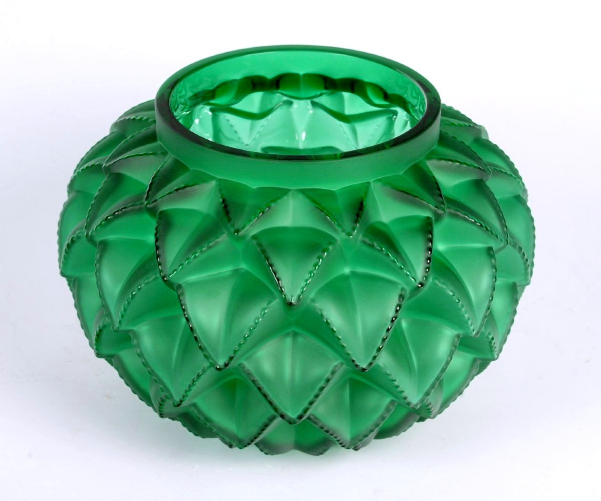 Lalique France - Vase Languedoc Cristal Vert Emeraude - NEUF-photo-3