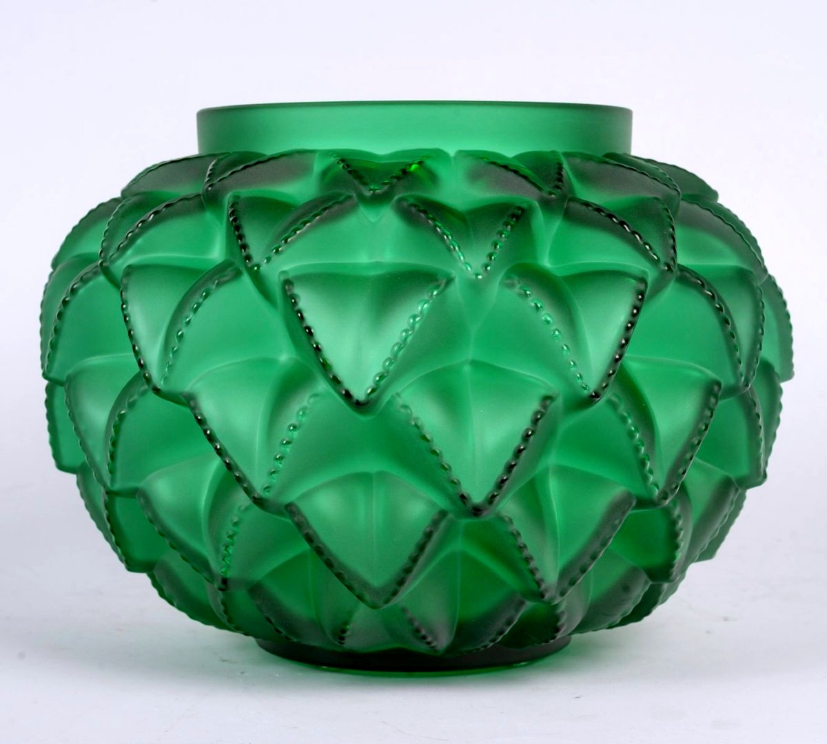 Lalique France - Vase Languedoc Cristal Vert Emeraude - NEUF