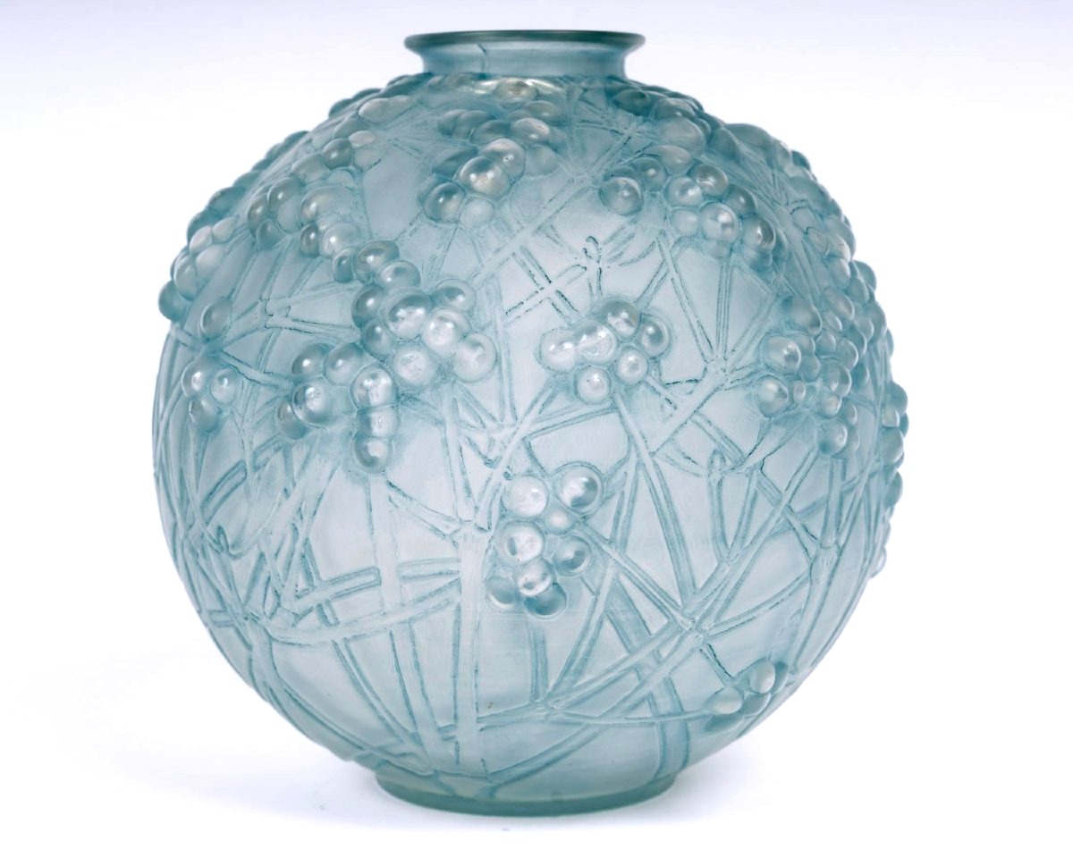 1924 René Lalique - Vase Druide Glass With Blue Patina-photo-2