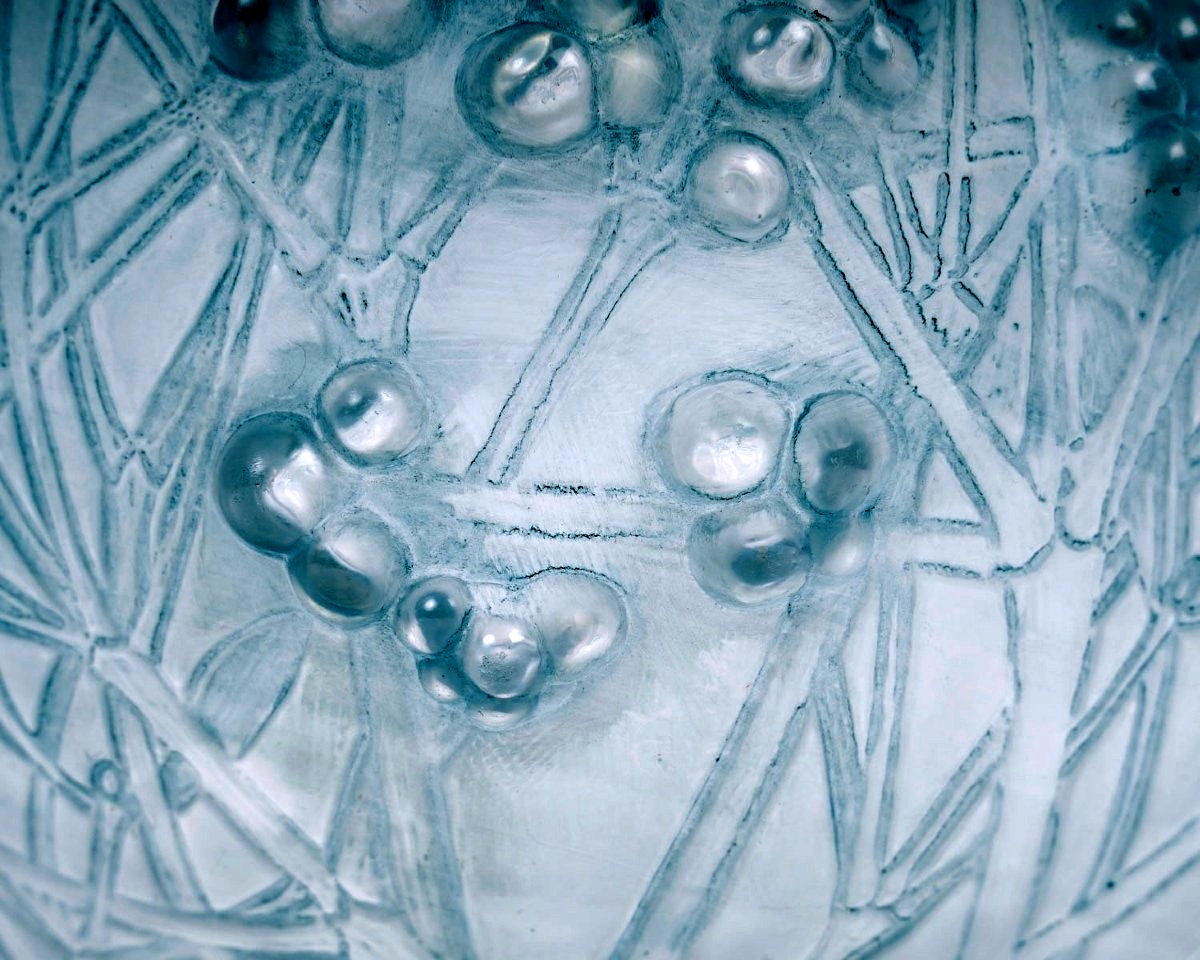 1924 René Lalique - Vase Druide Glass With Blue Patina-photo-4