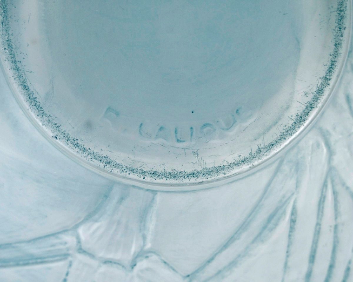 1924 René Lalique - Vase Druide Glass With Blue Patina-photo-1