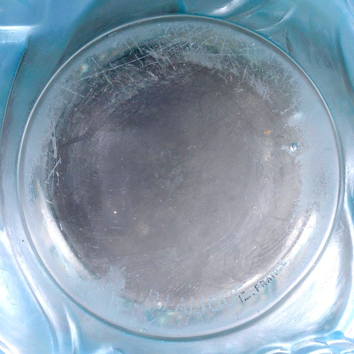 1930 René Lalique - Vase Renoncules Opalescent Glass With Blue Patina-photo-2