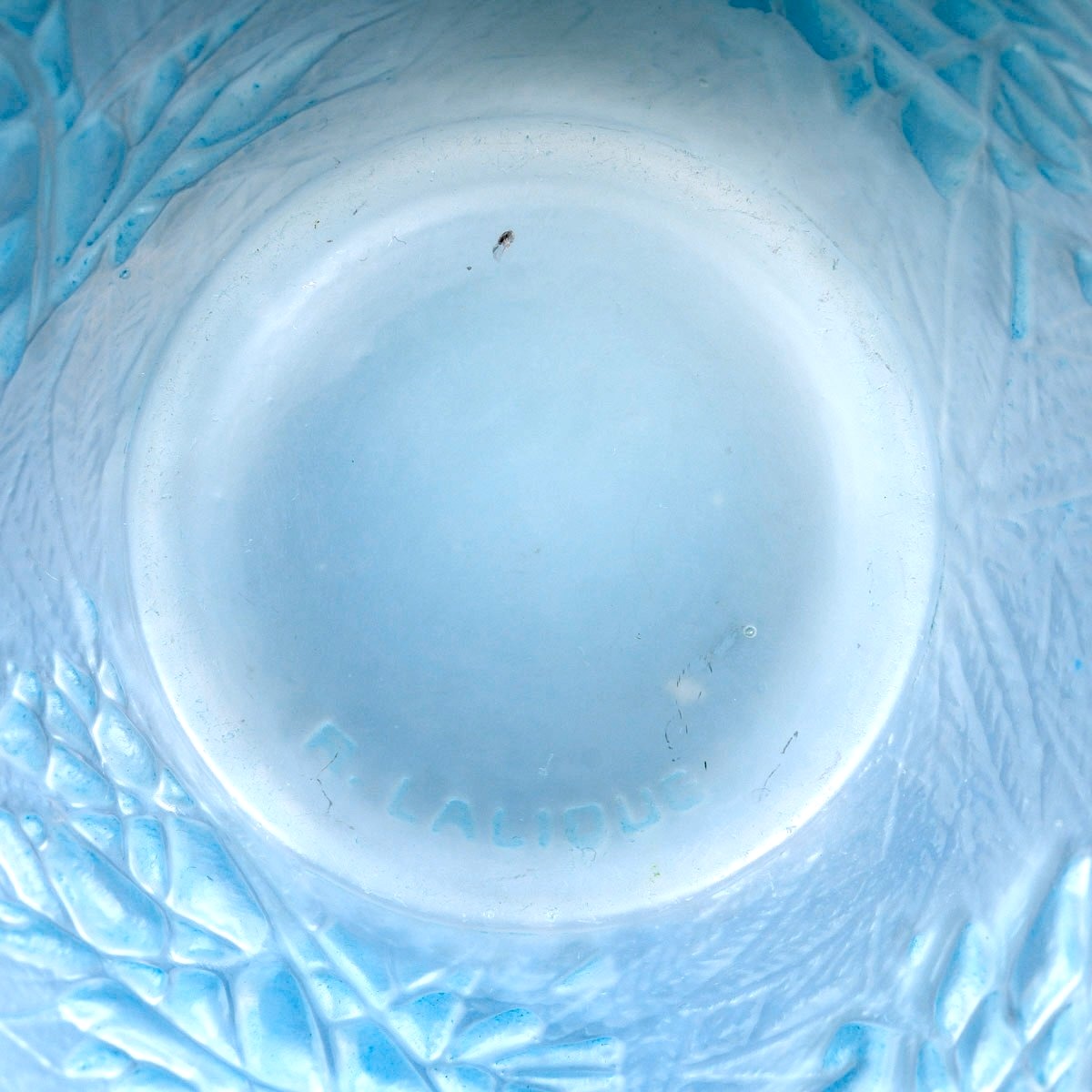 1923 René Lalique - Vase Estérel Verre Opalescent Patiné Bleu-photo-4