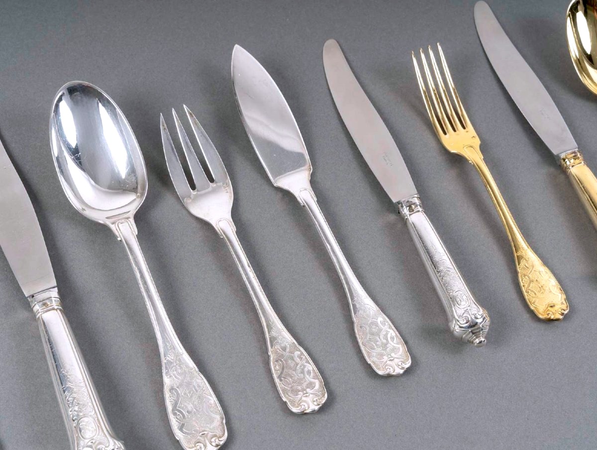 Puiforcat - Elysée Silver And Vermeil Menagère - 165 Pieces-photo-3