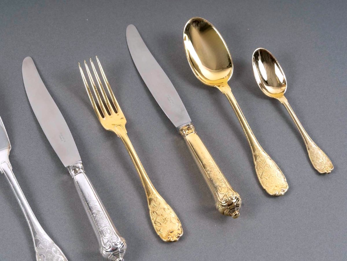 Puiforcat - Elysée Silver And Vermeil Menagère - 165 Pieces-photo-4