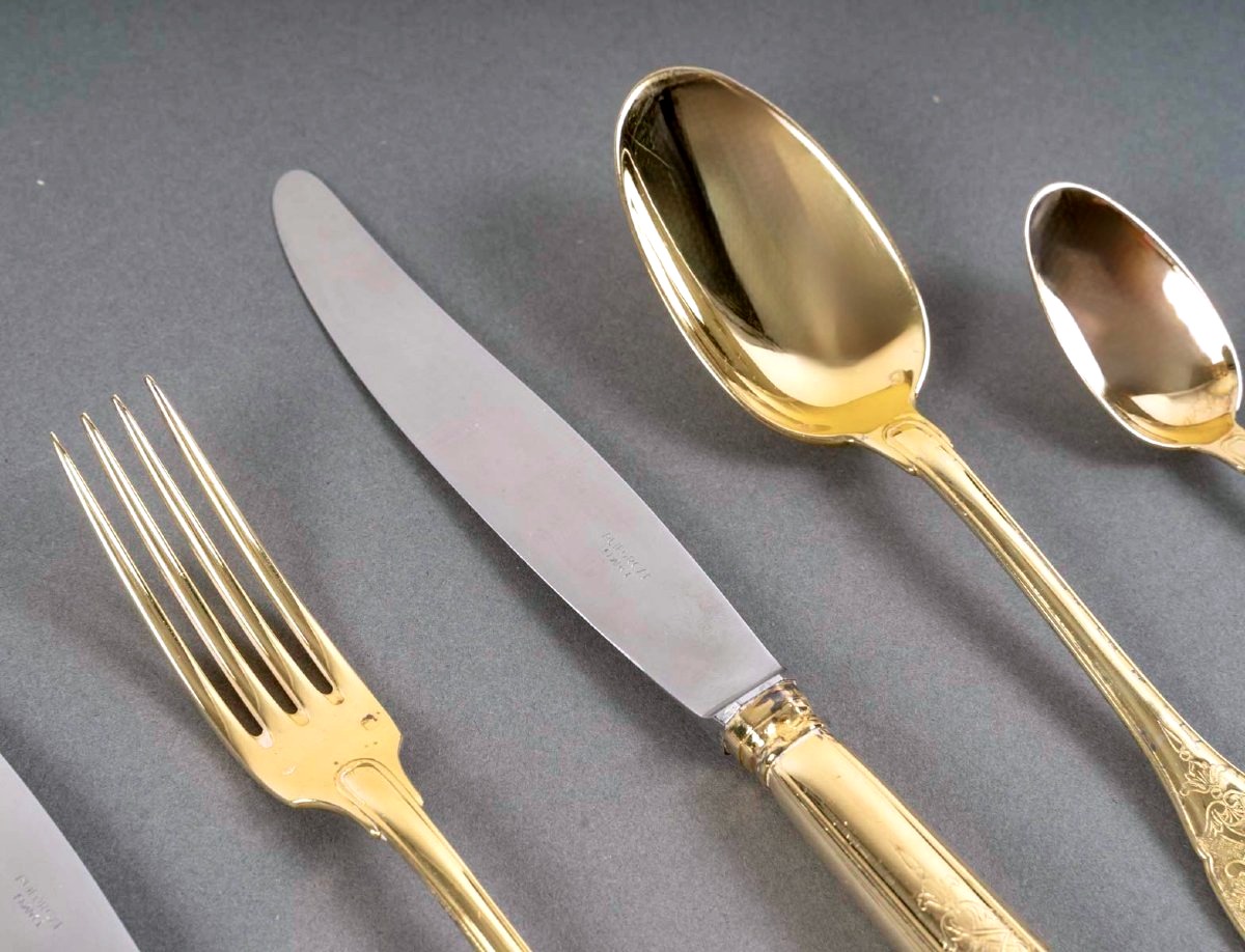 Puiforcat - Elysée Silver And Vermeil Menagère - 165 Pieces-photo-1