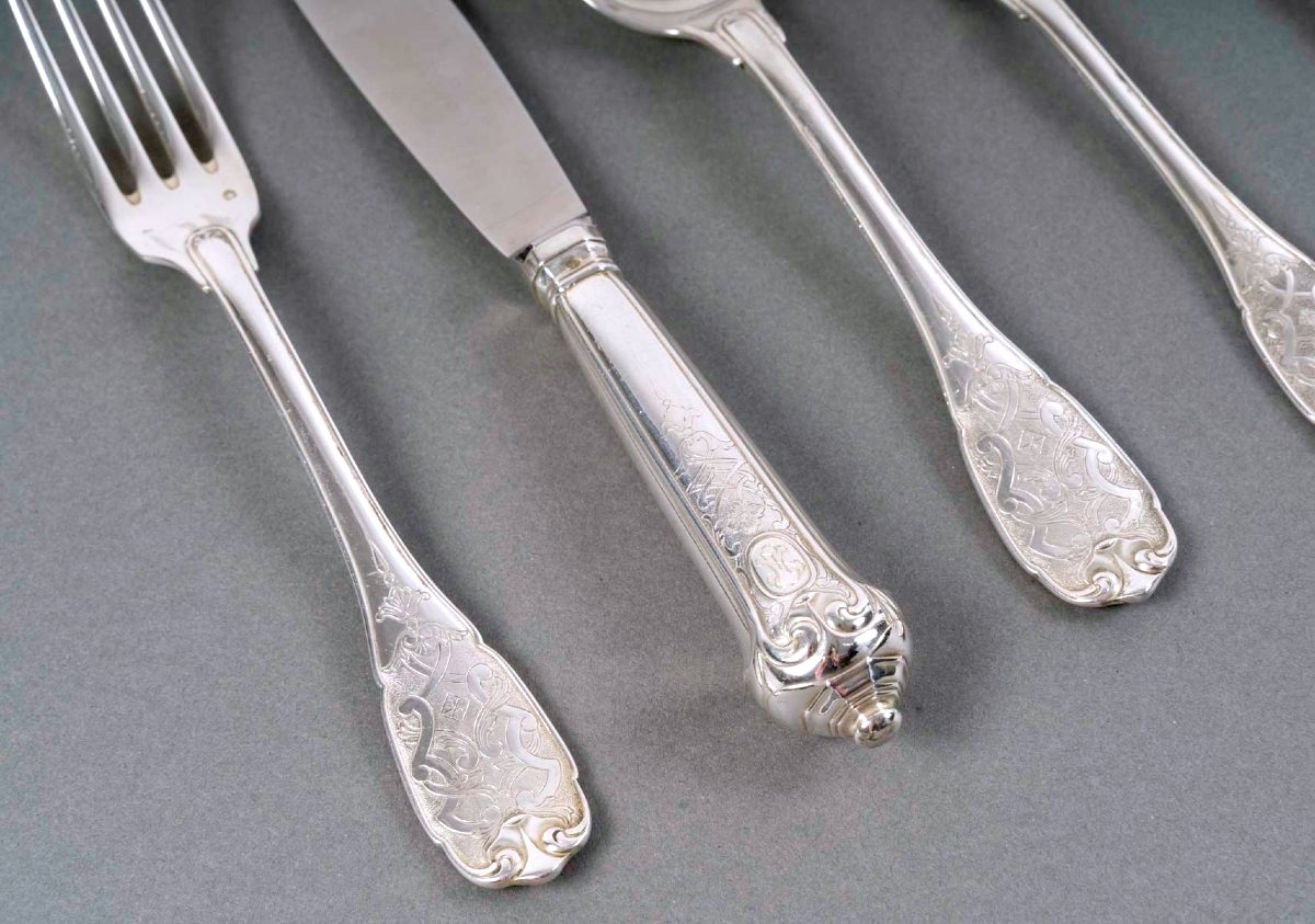 Puiforcat - Elysée Silver And Vermeil Menagère - 165 Pieces-photo-2