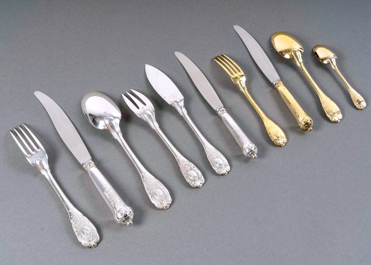 Puiforcat - Elysée Silver And Vermeil Menagère - 165 Pieces-photo-4