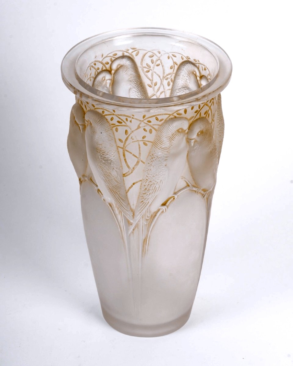 1924 René Lalique - Vase Ceylan Glass With Sepia Patina-photo-3