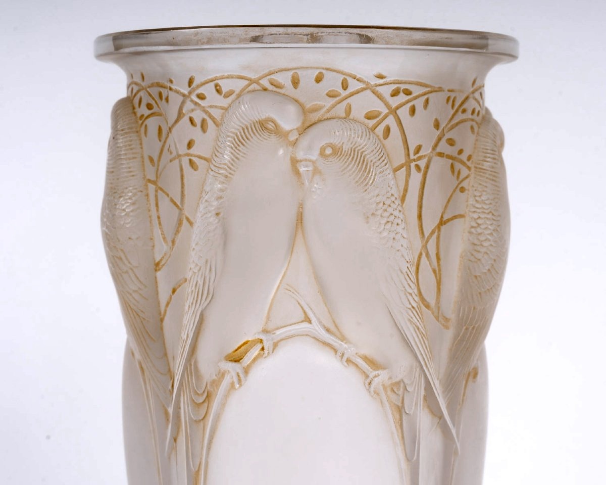 1924 René Lalique - Vase Ceylan Glass With Sepia Patina-photo-4