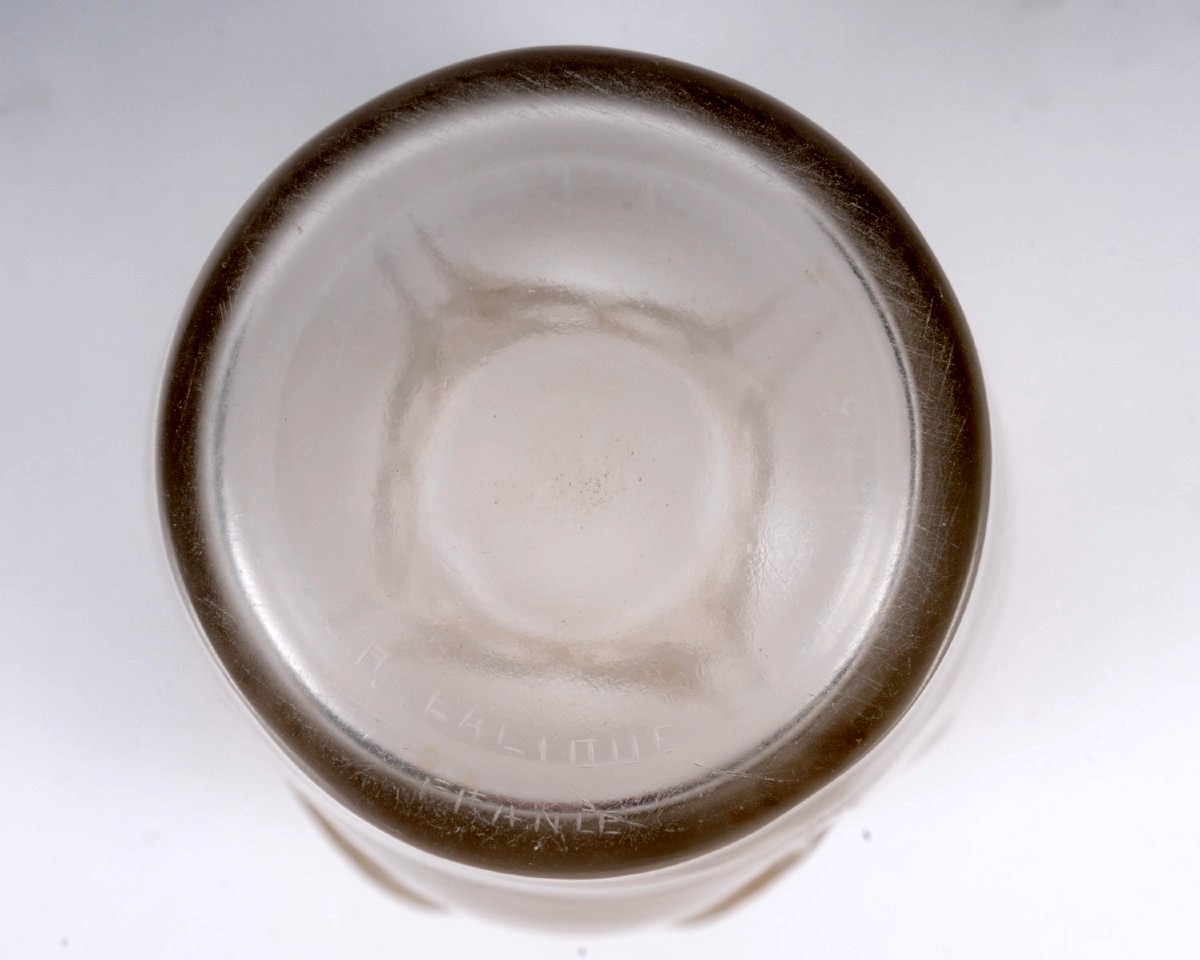 1924 René Lalique - Vase Ceylan Glass With Sepia Patina-photo-1