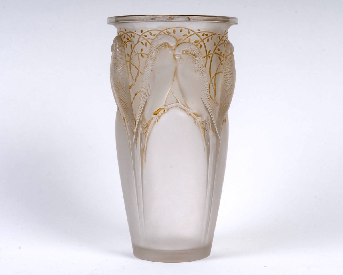 1924 René Lalique - Vase Ceylan Glass With Sepia Patina