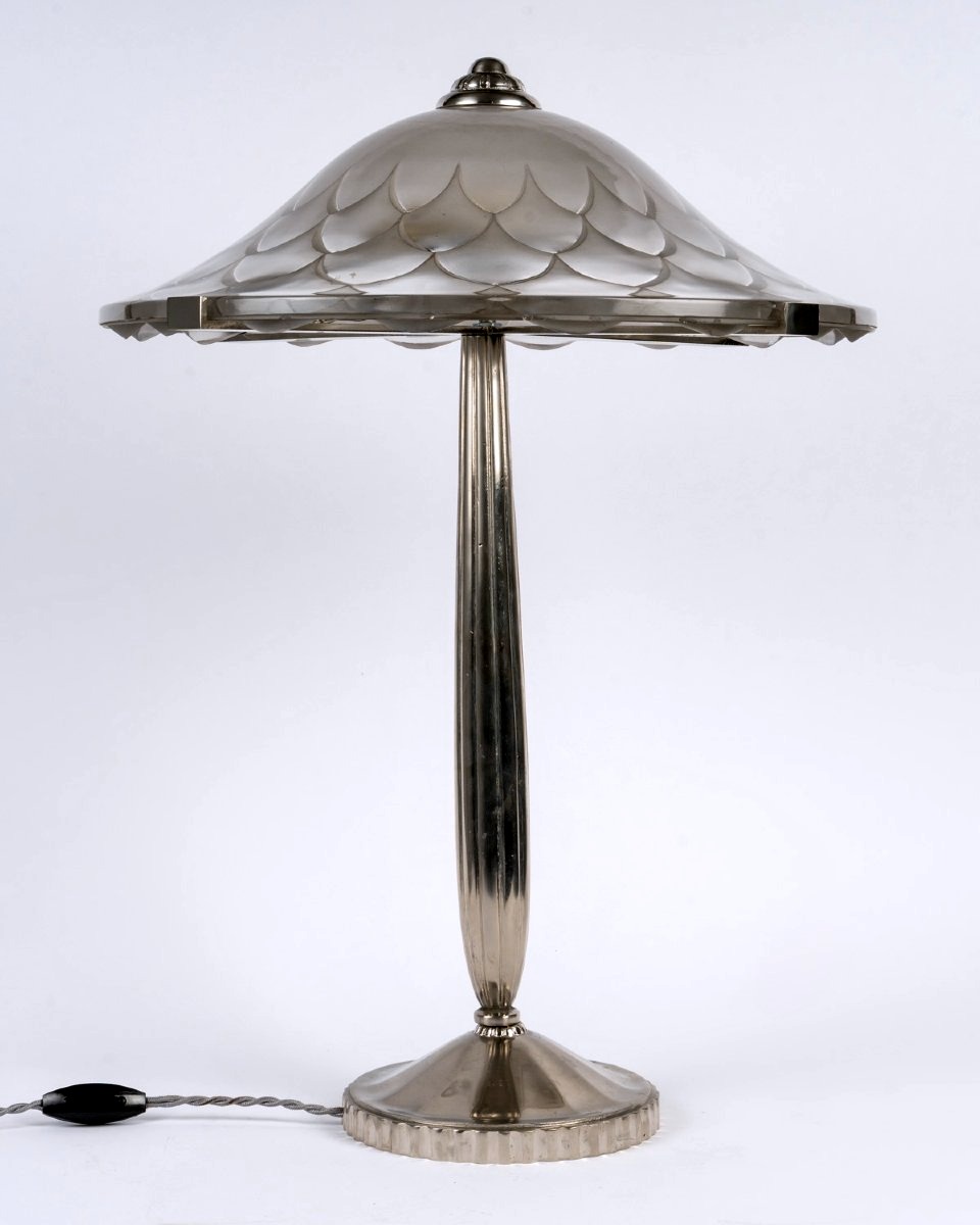 1927 René Lalique - Art Deco Lamp Verona Glass-photo-2