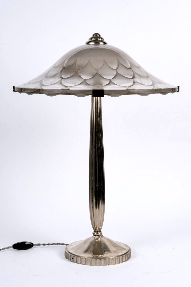 1927 René Lalique - Art Deco Lamp Verona Glass-photo-3