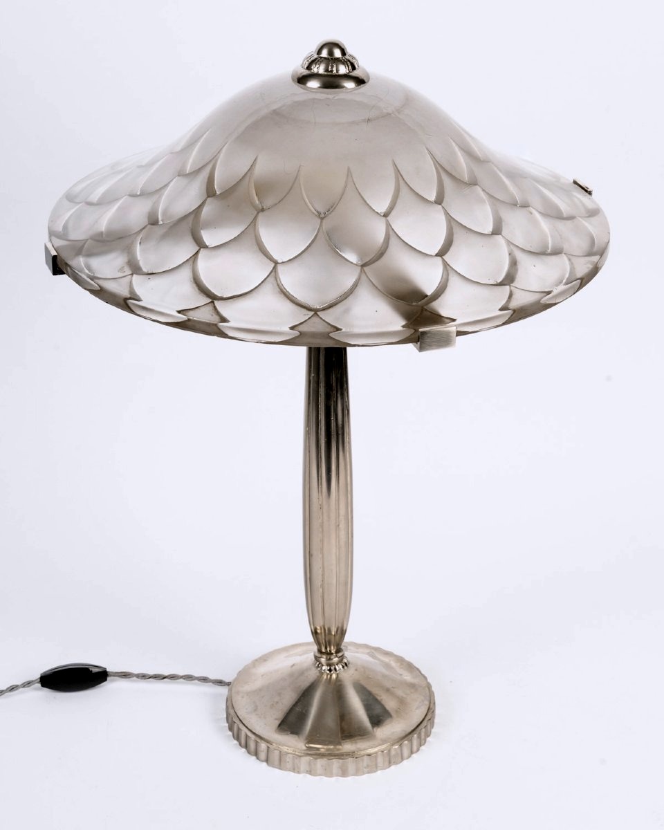 1927 René Lalique - Art Deco Lamp Verona Glass-photo-4