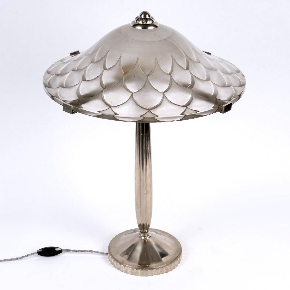 1927 René Lalique - Art Deco Lamp Verona Glass-photo-1