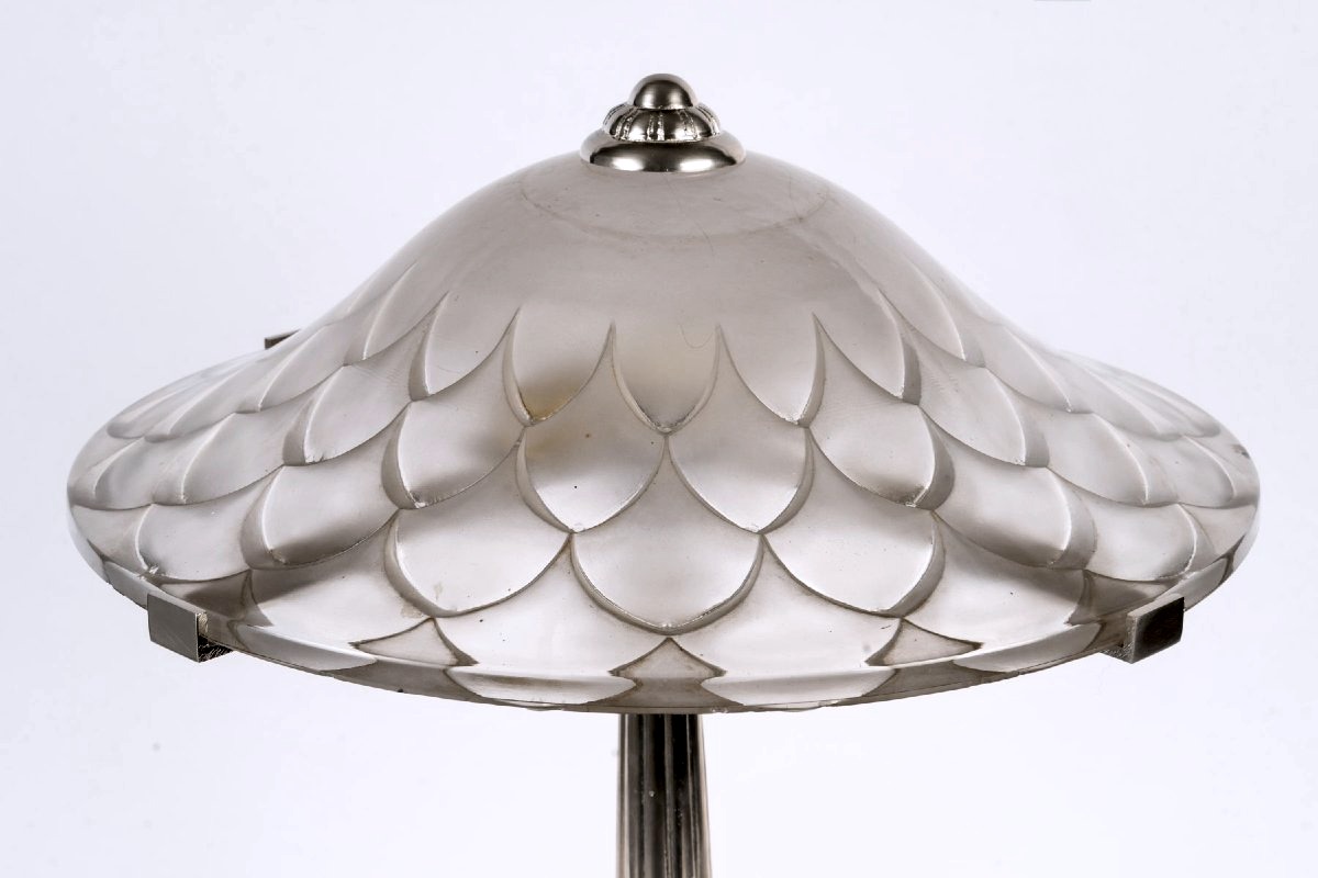 1927 René Lalique - Art Deco Lamp Verona Glass-photo-2