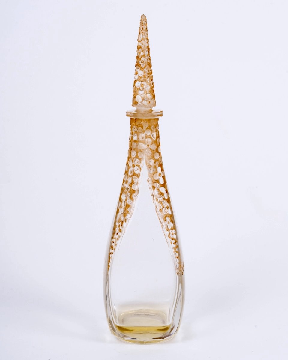 1919 René Lalique - Perfume Bottle l'Ambre Glass With Sepia Patina For Vigny-photo-2