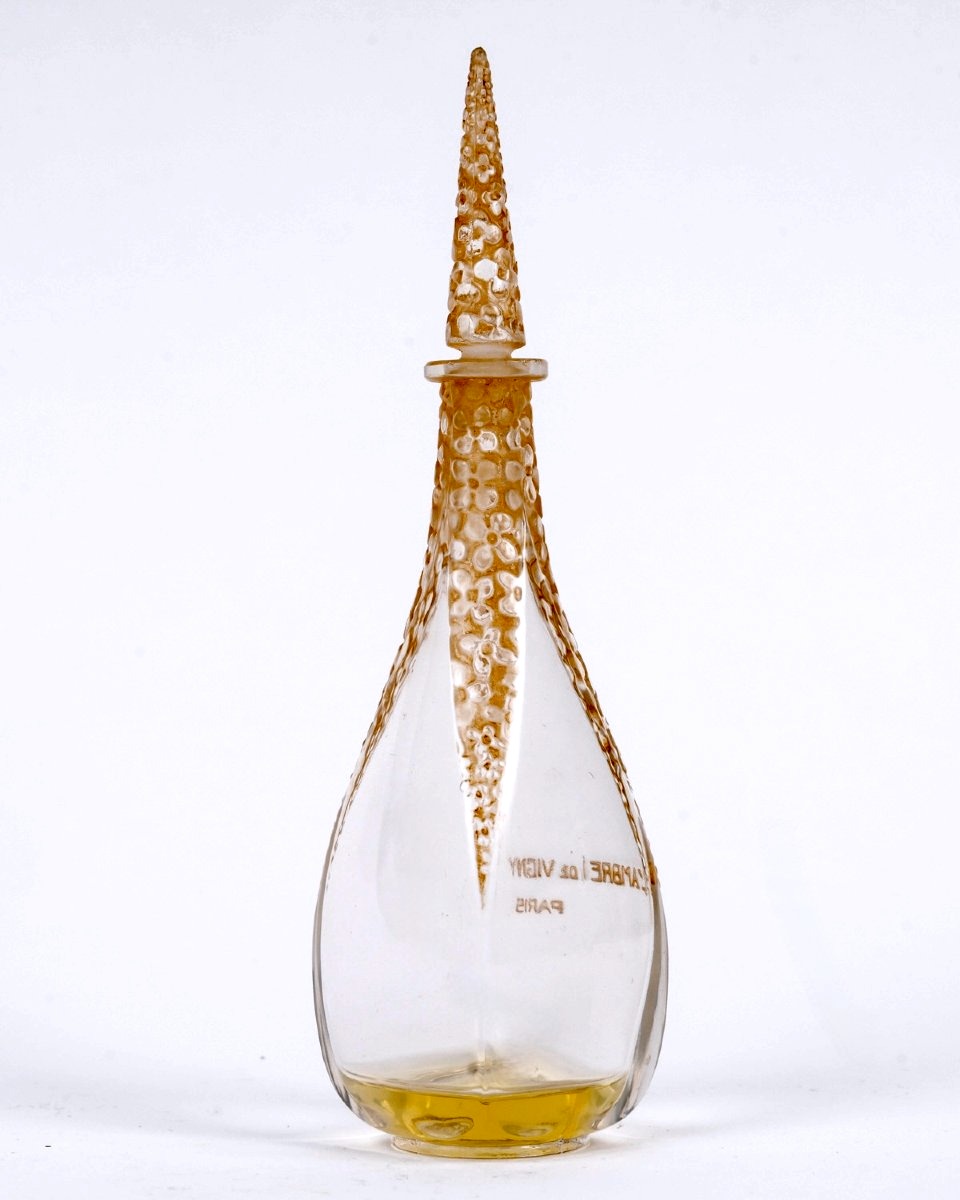 1919 René Lalique - Perfume Bottle l'Ambre Glass With Sepia Patina For Vigny-photo-3