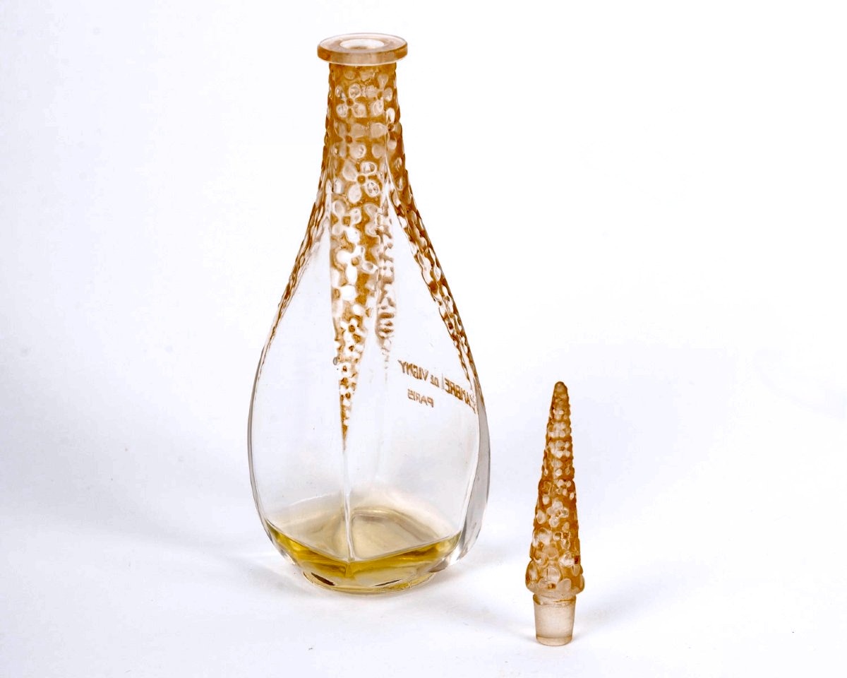 1919 René Lalique - Perfume Bottle l'Ambre Glass With Sepia Patina For Vigny-photo-4