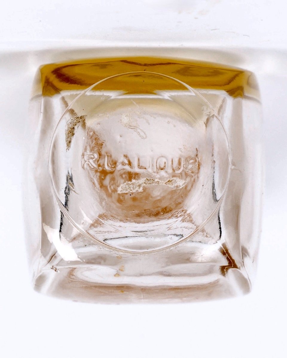 1919 René Lalique - Perfume Bottle l'Ambre Glass With Sepia Patina For Vigny-photo-2