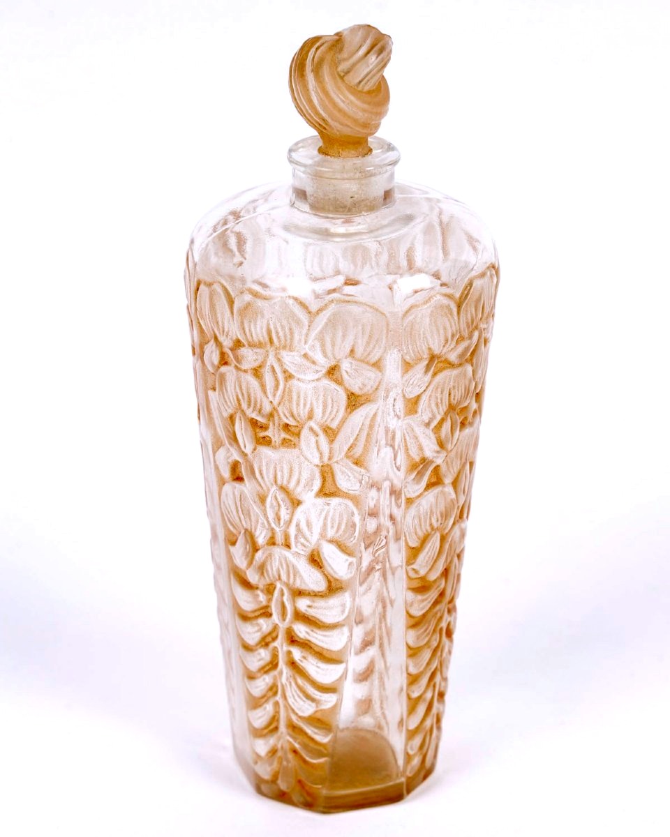 1925 René Lalique - Flacon La Glycine Verre Blanc Patiné Sépia pour Gabilla-photo-3