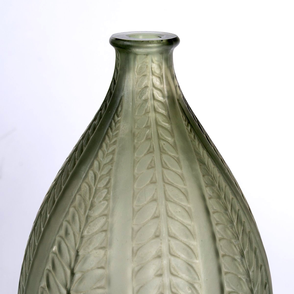 1921 René Lalique - Vase Acacia Smoked Topaz Grey Glass-photo-1